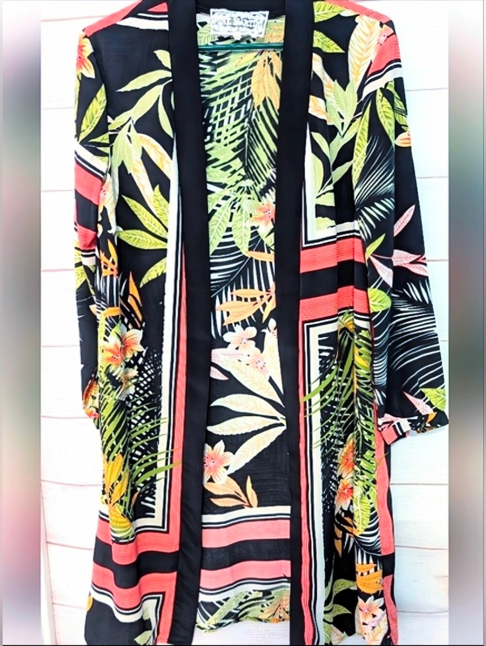 Nwot Pink Martini Floral Jungle Botanical Tropical Long  Kimono Cardigan XS